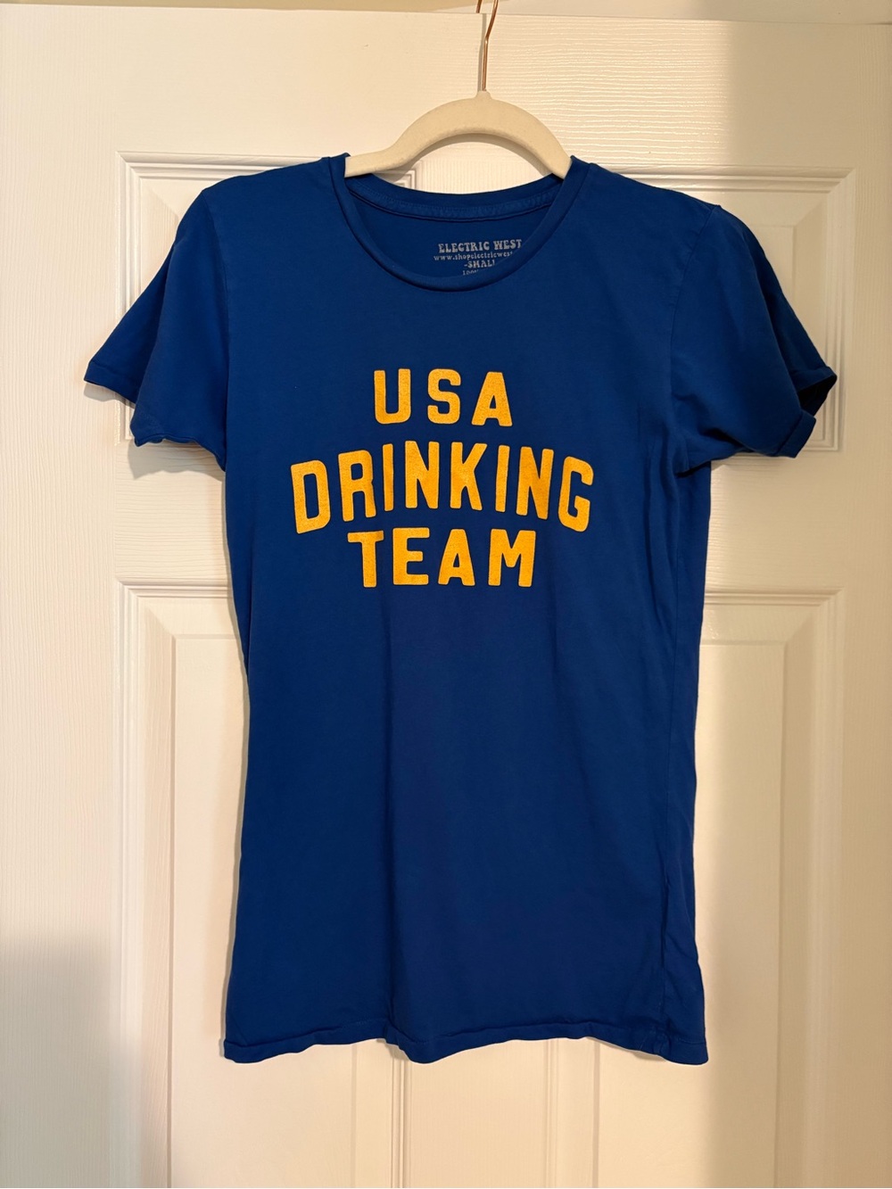 Electric West Royal Blue "USA Drinking Team" Tee size small